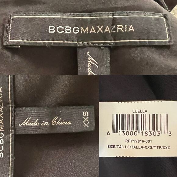 BCBGMAXAZRIA Women's Luella Black Faux Leather Peplum Top Size XXS - NWT - Picture 14 of 16